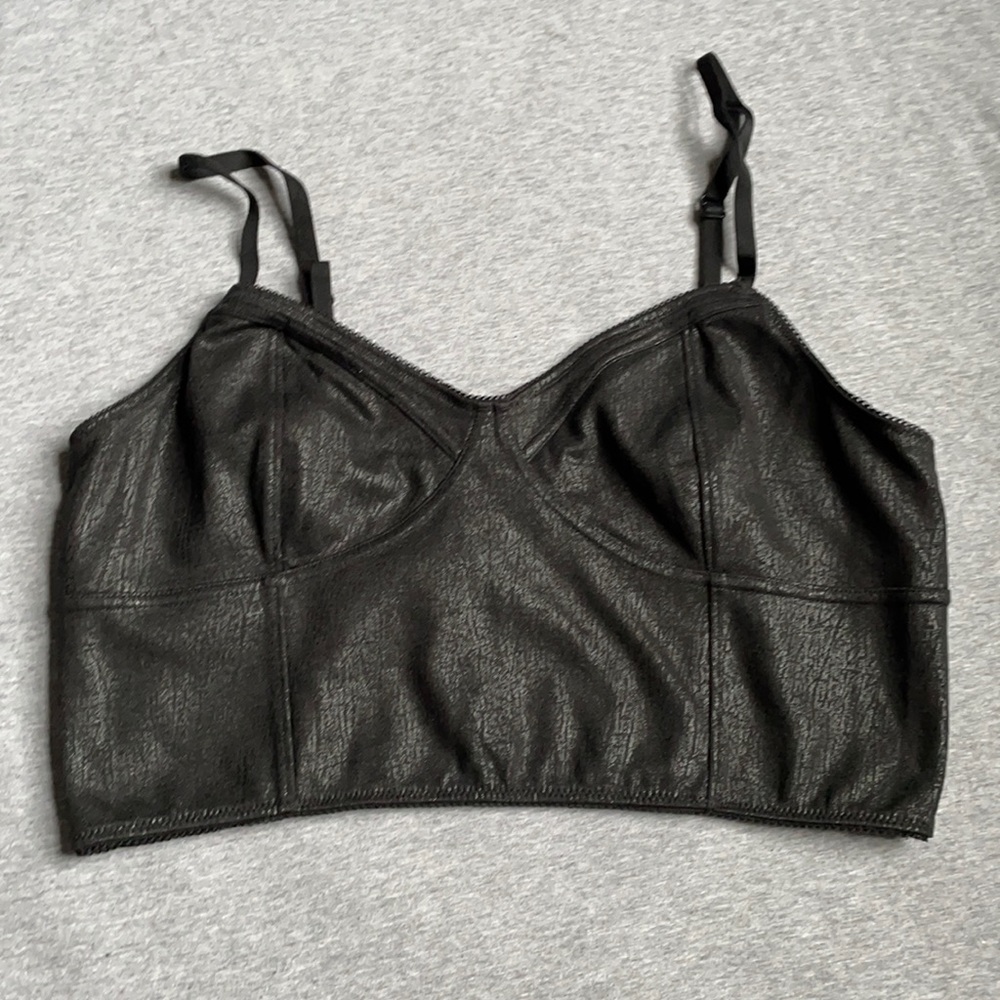 Express Metallic Black Bustier Crop Top